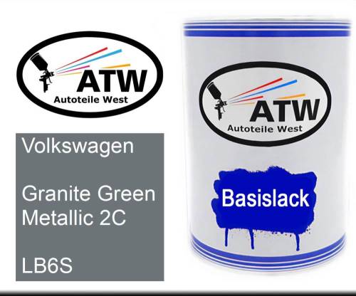 Volkswagen, Granite Green Metallic 2C, LB6S: 500ml Lackdose, von ATW Autoteile West.